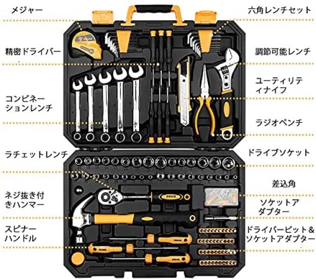 DEKO DKMT158 158-Piece Home Hand Tool Set with Carrying Case