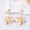 Exaggerated Fashion Metal Flower Decoration Stem Earrings Versatile Temperament Holiday Style Long Women's Earrings