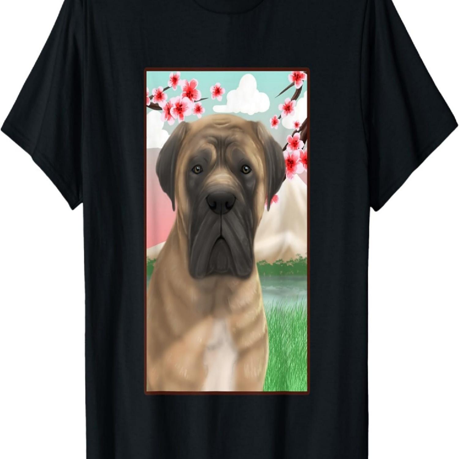 English Mastiff Dog  Cherry Blossom Sakura Flower T-Shirt S чёрный