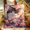 Multiple sizes Cat hiding in cherry blossoms Blanket Suitable for Home Bedroom Sofa Travel Camping Blanket Various Sizes Gifts