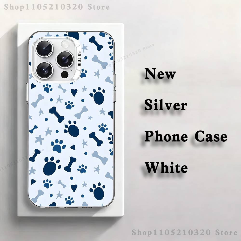 Custodia per Telefono con Impronte di Zampe di Animali Domestici Per iPhone 17,16,15,14,13,12,11,Pro,XS,Max,Plus,Mini,SE4,E bianca Opaca Cover Antiurto