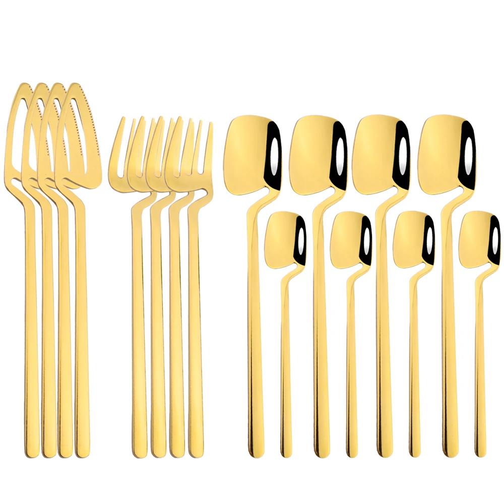 16Pcs Dinnerware Set Stainless Steel Cutlery Set Dinner Knife Fork Spoon Set Kitchen Flatware Western Tableware Party Set