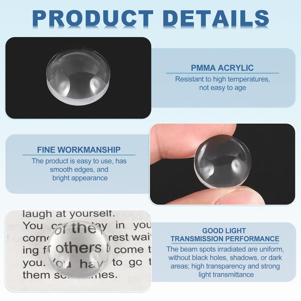 PATIKIL 15pcs 18mm Diameter Flat Convex Lenses 8mm Height PMMA