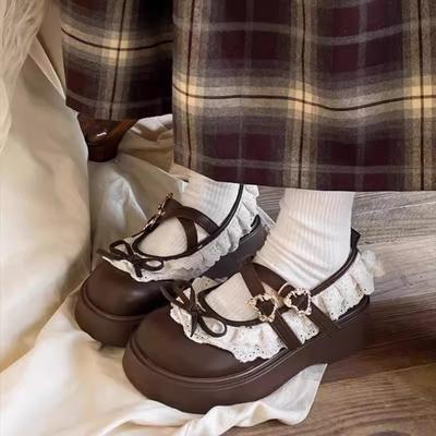 2025 New Black Bow Shallow Mouth Women's Shoes Summer with Skirt Mary Jane Small Leather Shoes Platform Versatile Single Shoes