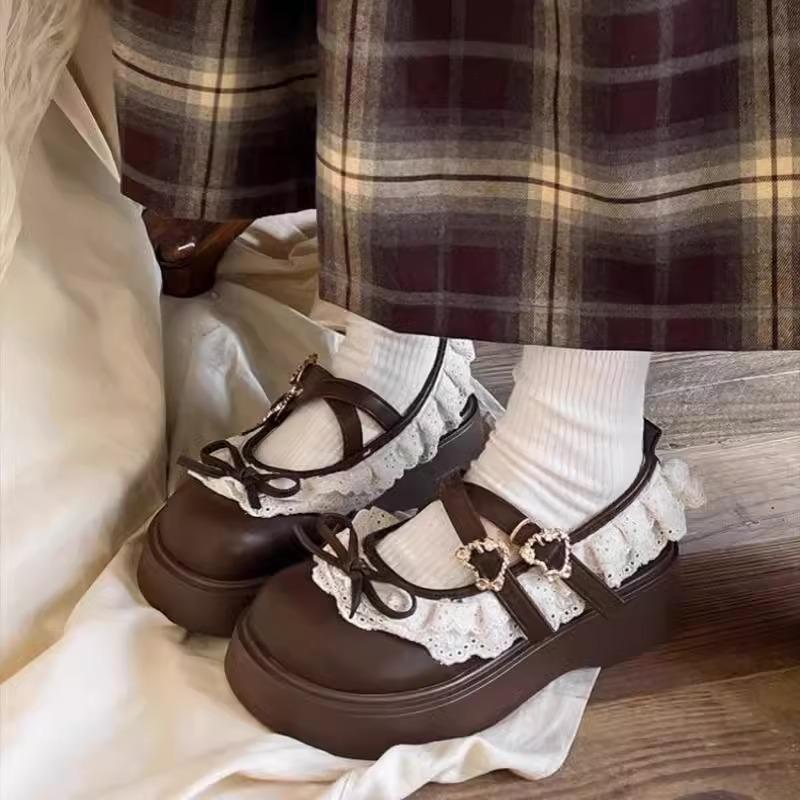 2025 neue schwarze Schleife flacher Mund Damenschuhe Sommer mit Rock Mary Jane kleine Lederschuhe Plateau vielseitige einzelne Schuhe