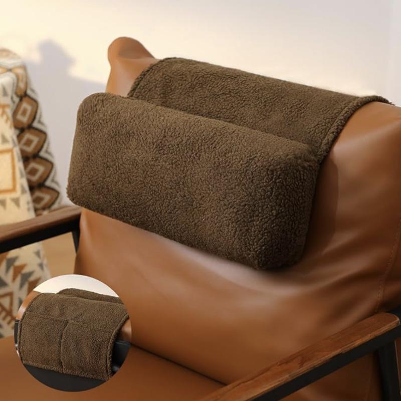 

Домашняя подушка для поддержки шеи на диван, регулируемая подушка для поддержки шеи для кресла-реклайнера с карманом для хранения для путешествий и дивана, кресла 40x60cm кофейный