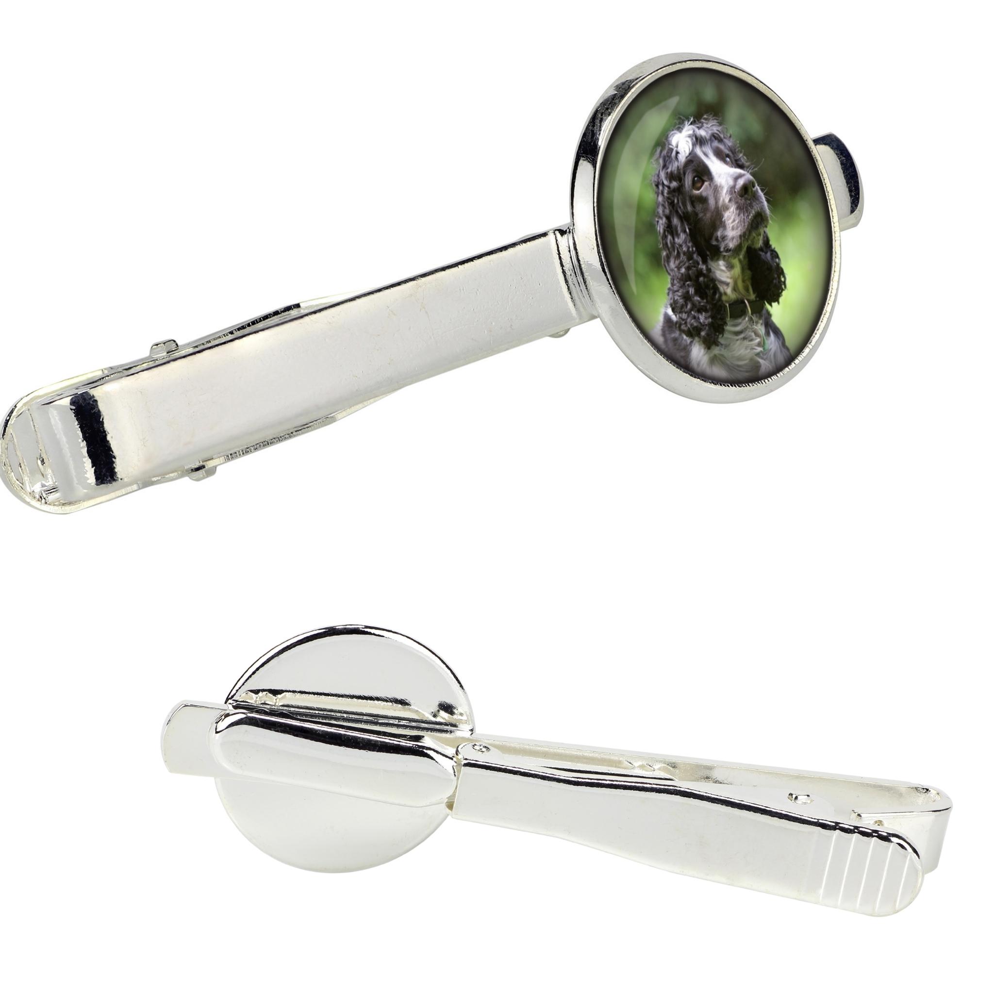 

American Cocker Spaniel, Merry Cocker - tie clip in a box, stylish tie, personalized jewelry from the Art-Dog brand срібний