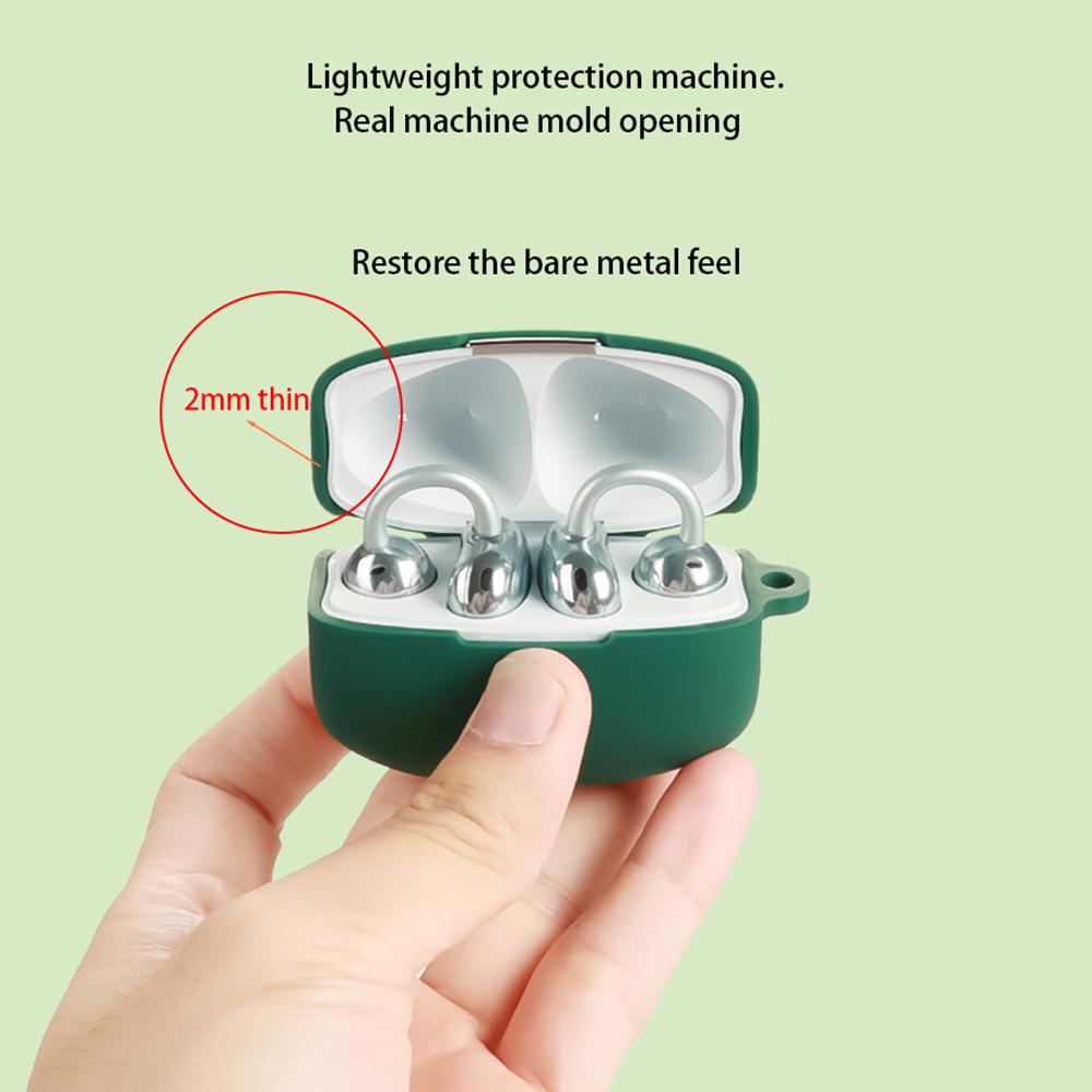 For Oppo Enco Clip Silicone Case Wireless Earphones Protective Cover with Anti-Lost Buckle