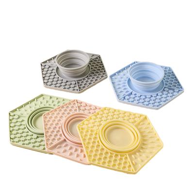 Food Grade Silicone Pet Slow Feeder Bowl Collapsible Dog Cat Licking Mat Strong Suction Cup Anti Spill Healthy Feeding