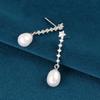 S925 Sterling Silver Pearl Earrings with Rhinestones - Elegant Hong Kong Style Luxury Earring Drops