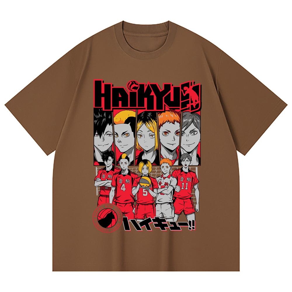 230 Gsm 100% Cotton Haikyu V8 Nekoma High Print Unisex Heavy Cotton T Shirt