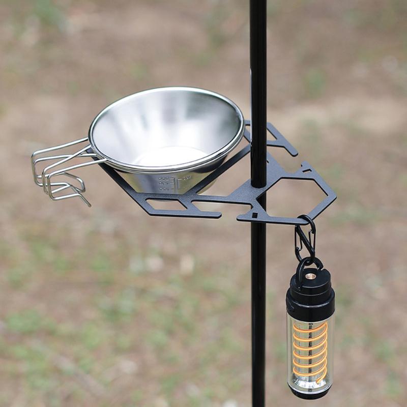 1PC Camping Hanging Rack Desktop Lantern Pole Stand Outdoor Picnic Cutlery Pot Pan Hanger Shelf Stainless Steel Plate Holder