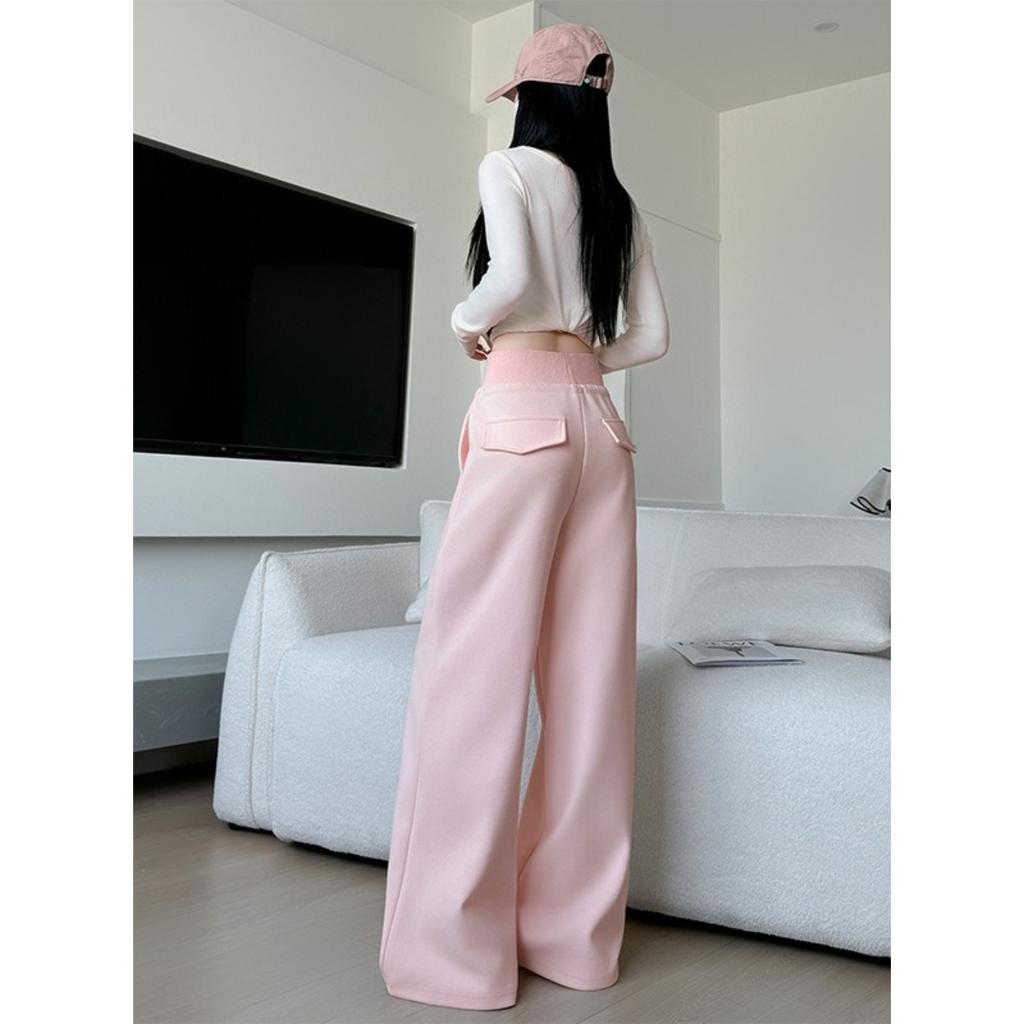 Women's High Waist Drawstring Wide Leg Sweatpants Casual Loose Trousers with Pockets