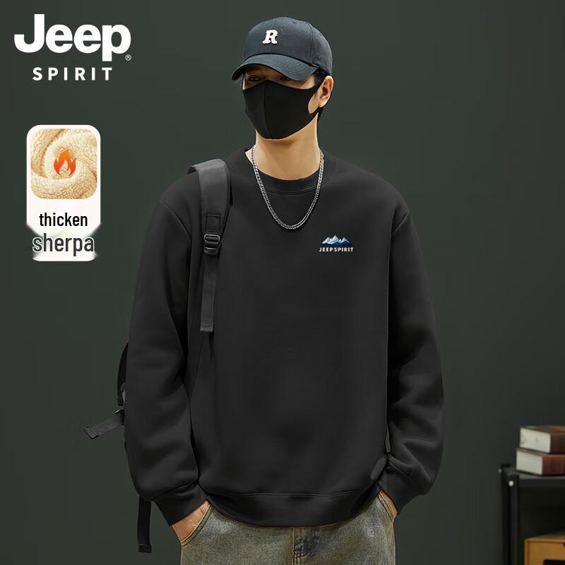 

JEEP SPIRIT Men s Winter Plush Lined Crewneck Sweatshirt XL