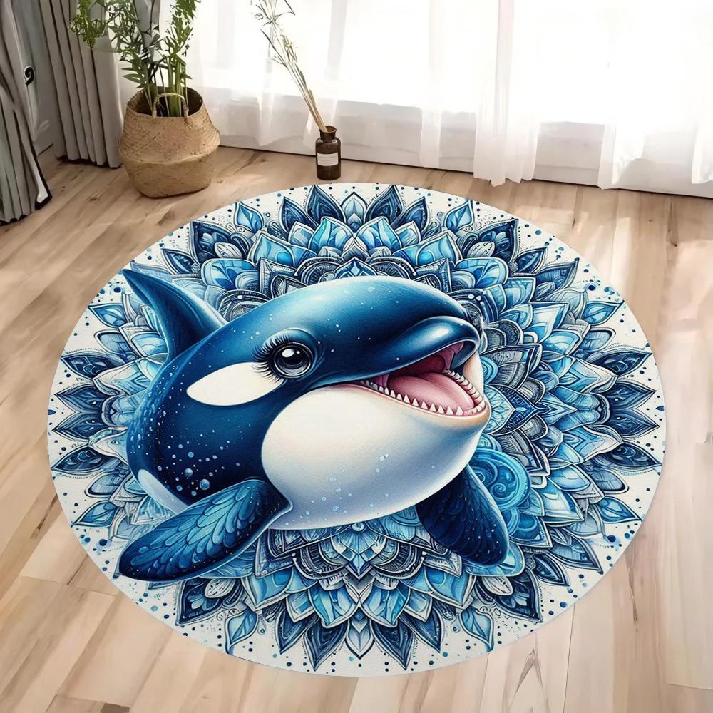

Boho Animals Printing Round Carpet Living Room Bedroom Kitchen Bathroom Floor Mat Soft Circle Rug Birthday Decor 80X80CM