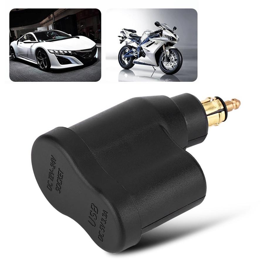 Motorcycle Dual USB Charger Adapter Cigar Lighter Socket For BMW Din Hella Plug