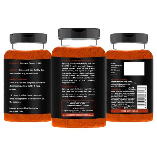 5:15PM Cayennepepperpulver 100g | Sterkt & Røkt | Perfekt til Matlaging, Krydring |100 gram