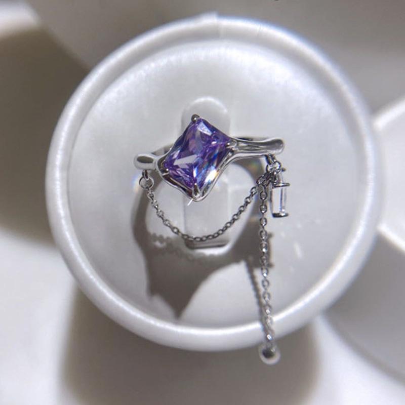 

Сахар Легкая Роскошь Фиолетовый Циркон Кисточка Женское Открытое Кольцо