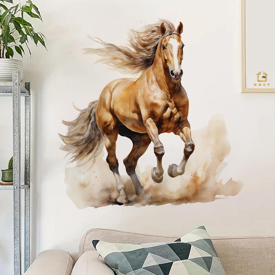 “Success” Galloping Horse Wall Stickers, Removable Self-Adhesive Decor for Study Room Office Living Room Decoration