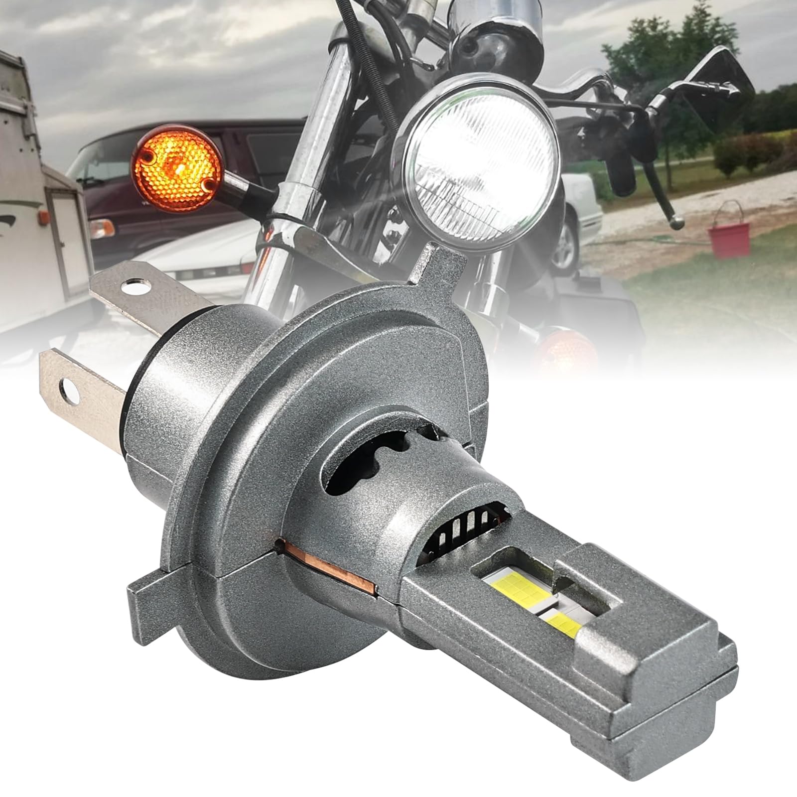 

AUTOXBERT H4 Motorcycle LED Headlight Bulb, H4/9003 Fog Lamp, 6000K, 50 W, 5x Brightness,