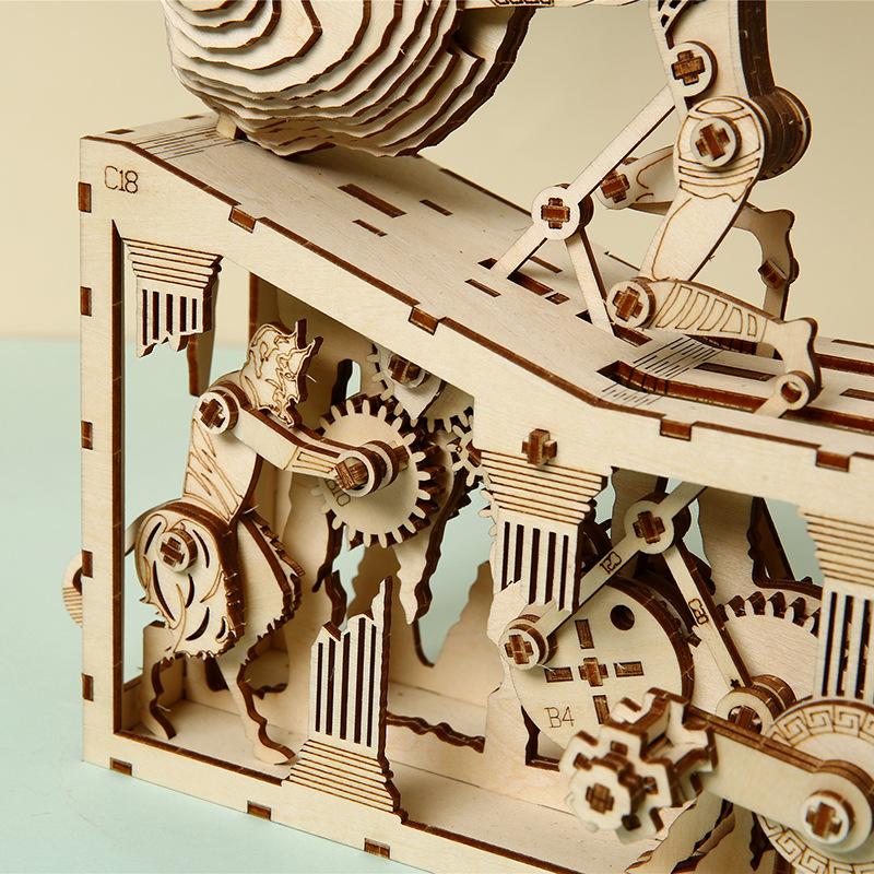 3D Wooden Puzzle Sisyphus Ancient Greek Mythological Stories Mechanical Gear Model Assembly Educational Toys Gift for Kids
