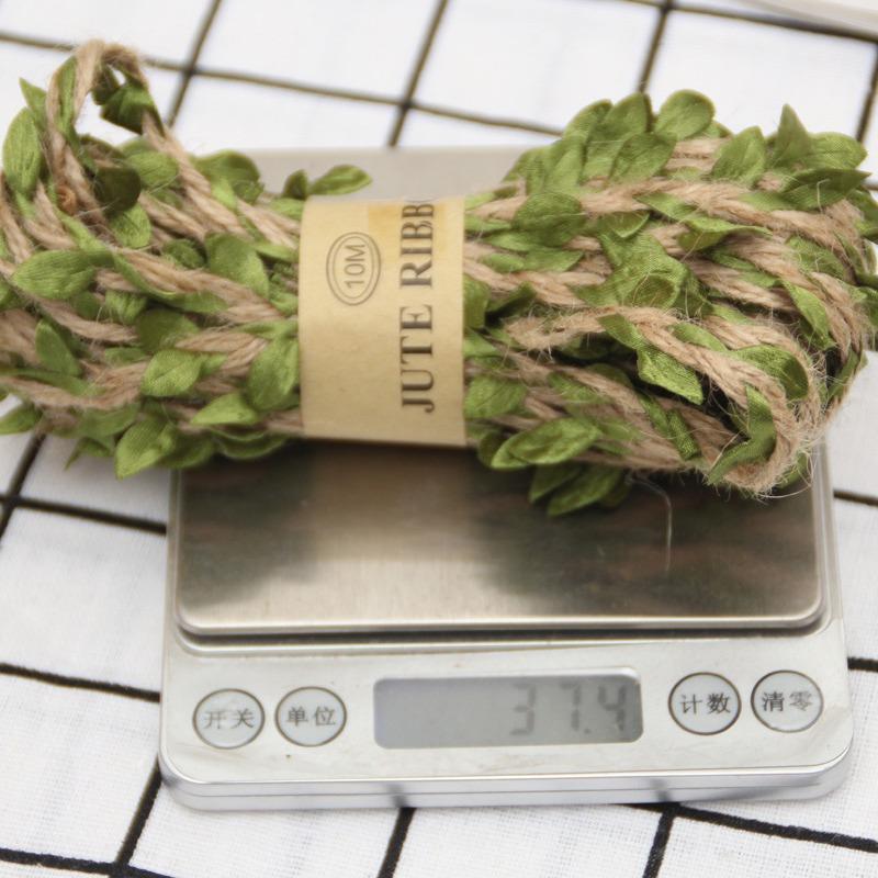 10M Simulation Green Leaves Weaving Hemp Rope DIY Wedding Birthday Wedding Decoration Rattan Gift Bouquet Packaging Rope