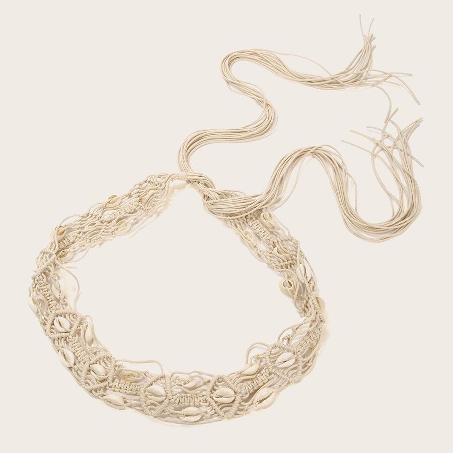 Bohemian Style Cotton Rope Shell Women's Wide Waistband Tie