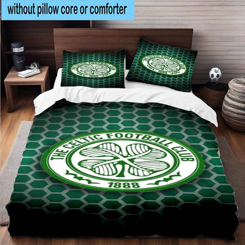 3pcs Celtic Football Club Crest Printed Bedding Set Duvet Cover Closure Includes 1 Duvet Cover & 2 Pillowcases Bedding Sets Home Decor Gifts