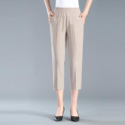Summer Women Casual Thin Capri Pants Fashion Slim Office Lady High Waist Loose Pencil Pants Black White