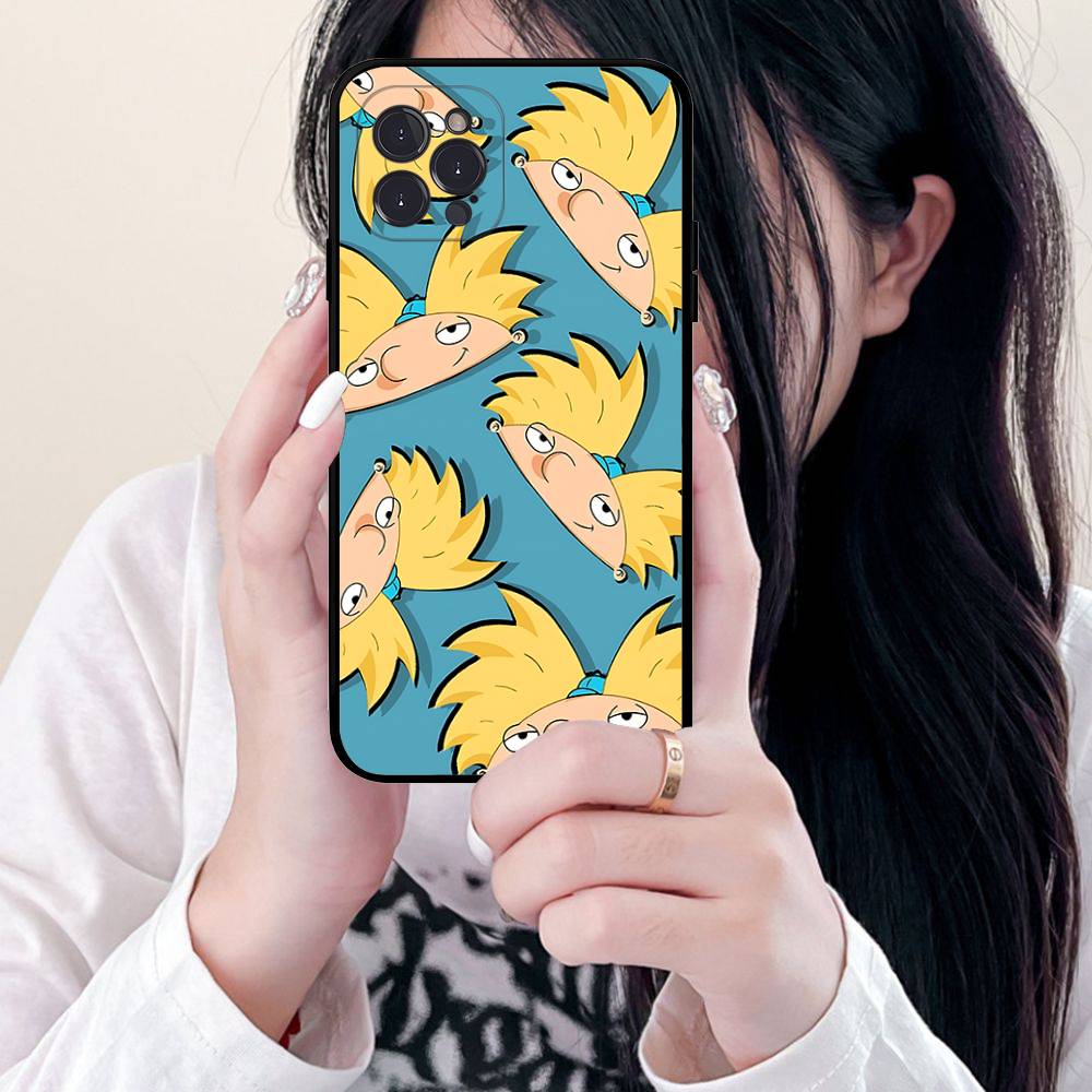 H-Hey A-Arnold Helga Bonito Phone Case For IPhone 16 Pro Max 15 17 Plus 14 13 12 Mini 11 Black Cover iPhone 13