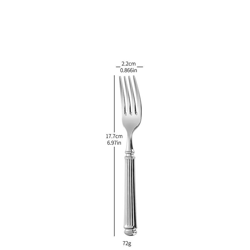 2026 Modern Roman Pillar Stainless Steel Cutlery Set – 5-Piece Knife, Fork, Spoon Set for Hotels and Restaurants.