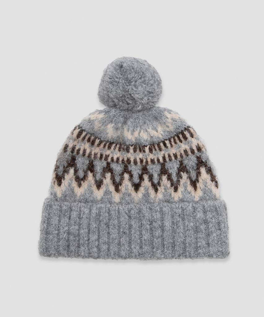 ROLAROLA Pompom Knit Beanie Gray