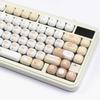 PBT Cute Keycaps, Beige MOG Profile Keycap Set, 139-Key Round Custom Keycaps for MX Cherry Mechanical Keyboards 60, 75, 100% (White)