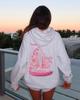 2026 Cross Border Embroidered 'Chasing the Sun' Hooded Sweatshirt: European Size, Drop Shoulder Design