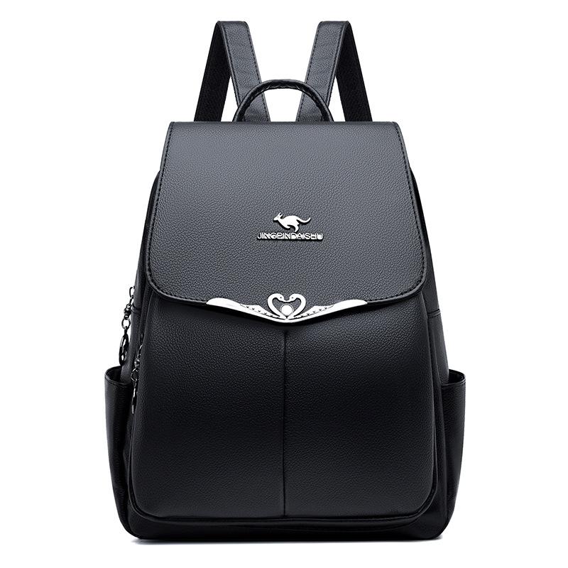 Этот вместительный, ретро и простой женский рюкзак часто используют мамы среднего возраста чёрный