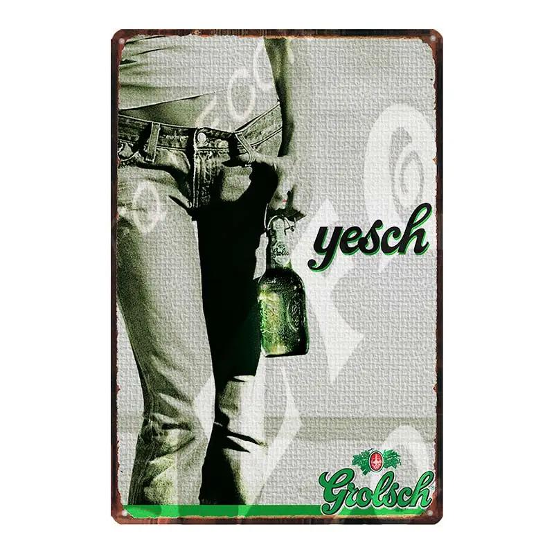 YZFQGrolsch Bière Lager Panneaux Décoratifs Hollandais Plaques Métalliques Pour Mur Bar Maison Art Décoration Restaurant 30X20CM DU-9120B
