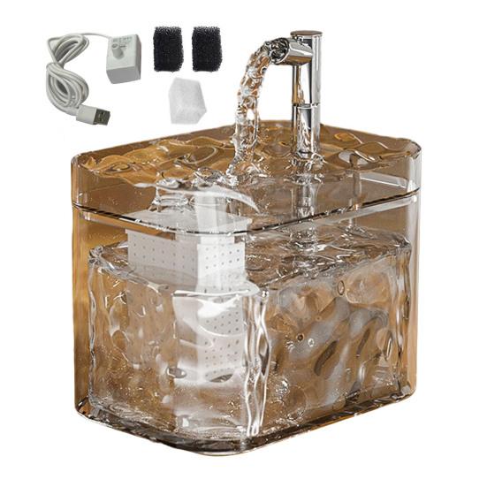 1,5 L transparentă fântână de apă pentru animale de companie automată pisică băutură dozator cu 3 filtru burete electric pentru animale de companie băutură bol pentru pisici câini de interior