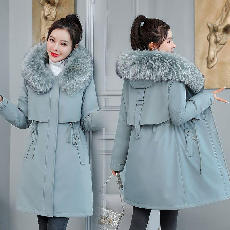 Plus Size Thickened Parker Jacket Loose and Enlarged Mid-length Large Fur Collar Down Jacket