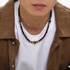 Vnox Classic Simple Black Beads Chain Necklaces for Men Women, Adjustable Beaded Collar, Matte Surface Stones Link Chain Choker