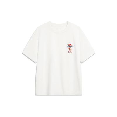 Embroidered Pattern Round Neck Pullover Short Sleeve T-Shirt Men Tops Off-White AHSU009-4