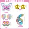 Butterfly & Daisy Star Gradient Foil Balloon Set for Birthday Party Decoration.