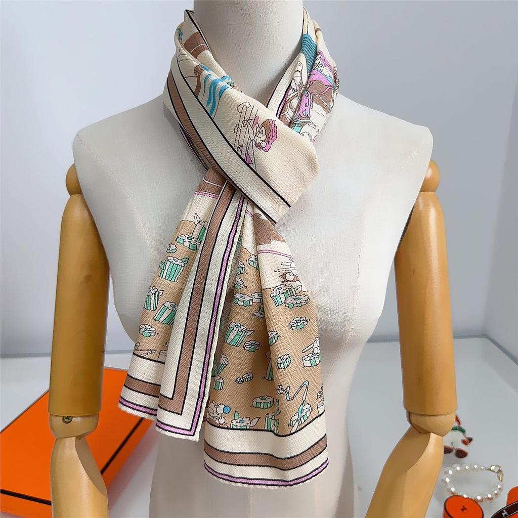 Herringbone Velvet Scarf: Winter, Versatile, Thickened, Hand-Rolled Edges, Small & Long