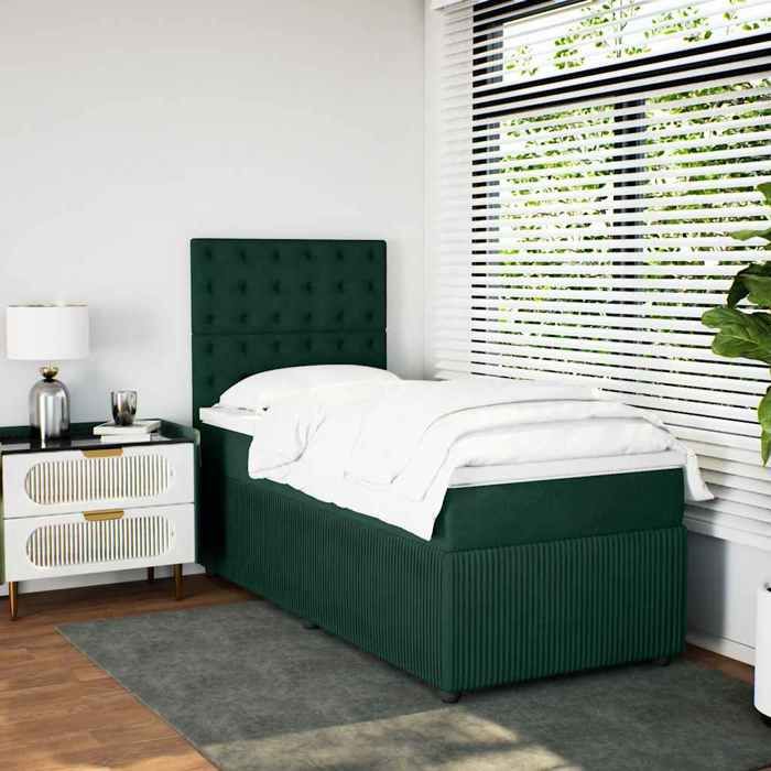 Maison Exclusive - Sommier à lattes de lit avec matelas Vert foncé 100x200 cm