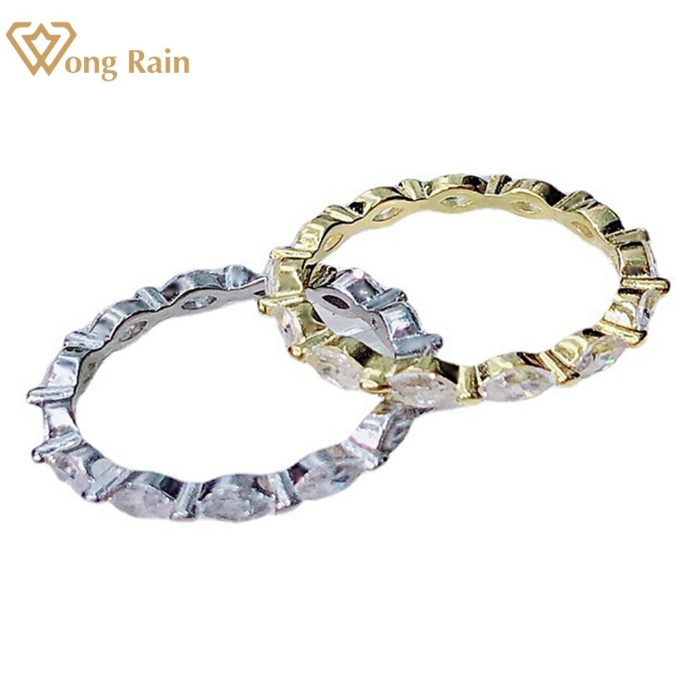 

Wong Rain, 100% стерлинговое серебро 925 пробы, огранка маркиз, AAAAA, цирконы, драгоценный камень, обручальное кольцо для женщин, ювелирные изделия US 5 белый