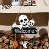 Halloween Ornament for Window Welcome Door Hanging Sign, 3D Layered Pumpkin Skull Spider Plaque, Theme Sign Wooden Front Porch Wall Decor Home