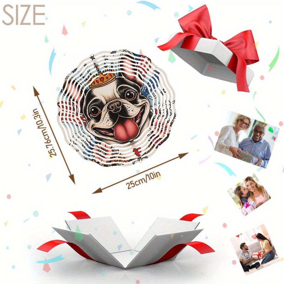 

3D Металлический колокольчик ветра с игривым дизайном французского бульдога – Ручная работа, уличный декор для сада, погодоустойчивое подвесное искусство для патио 01A