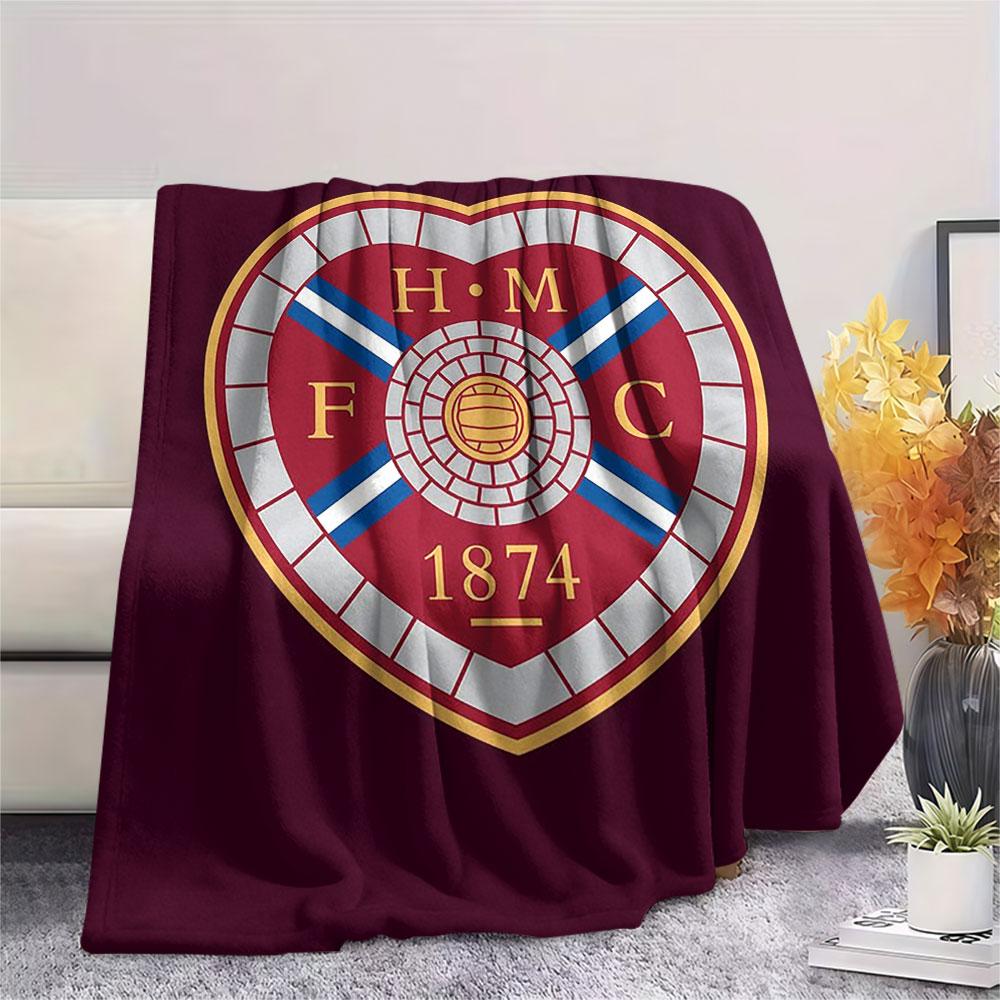 1 pièce Couverture en flanelle à motif du Heart of Midlothian Football Club Convient à toutes les saisons pour la décoration intérieure Chaleur et confort Cadeaux Cadeau de vacances