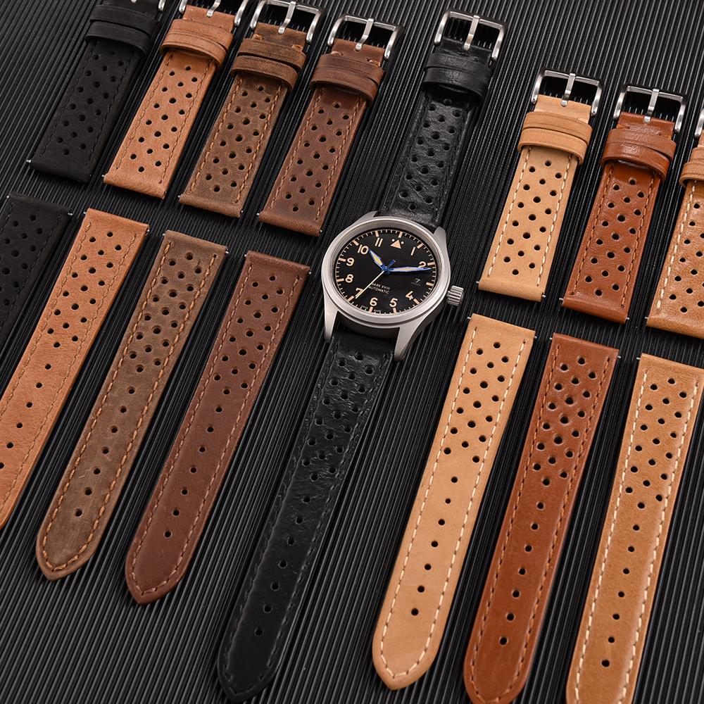 Vintage Genuine Leather Strap for Omega For Samsung Galaxy Watch 6 5 4 Soft Cowhide Breathable Wristband 18mm 20mm 22mm Bracelet