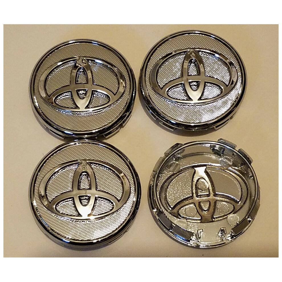 4x TOYOTA RATLANKIO DANGTELIAI CHROME LOGOTIPAS 57MM PRIUS COROLLA