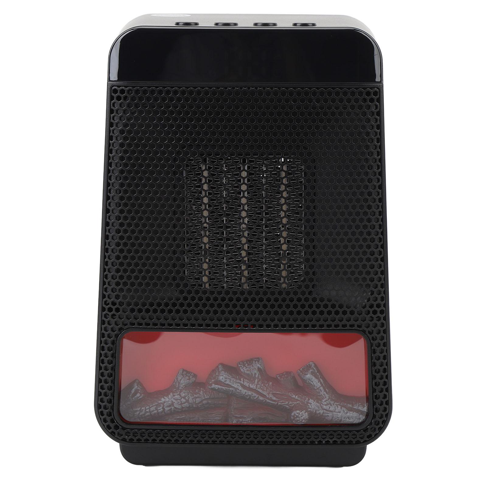 

3D Flame Space Heater 4 Gears Timing Desktop Heater Fast Heat PTC Ceramic Heater for Bedroom EU Plug